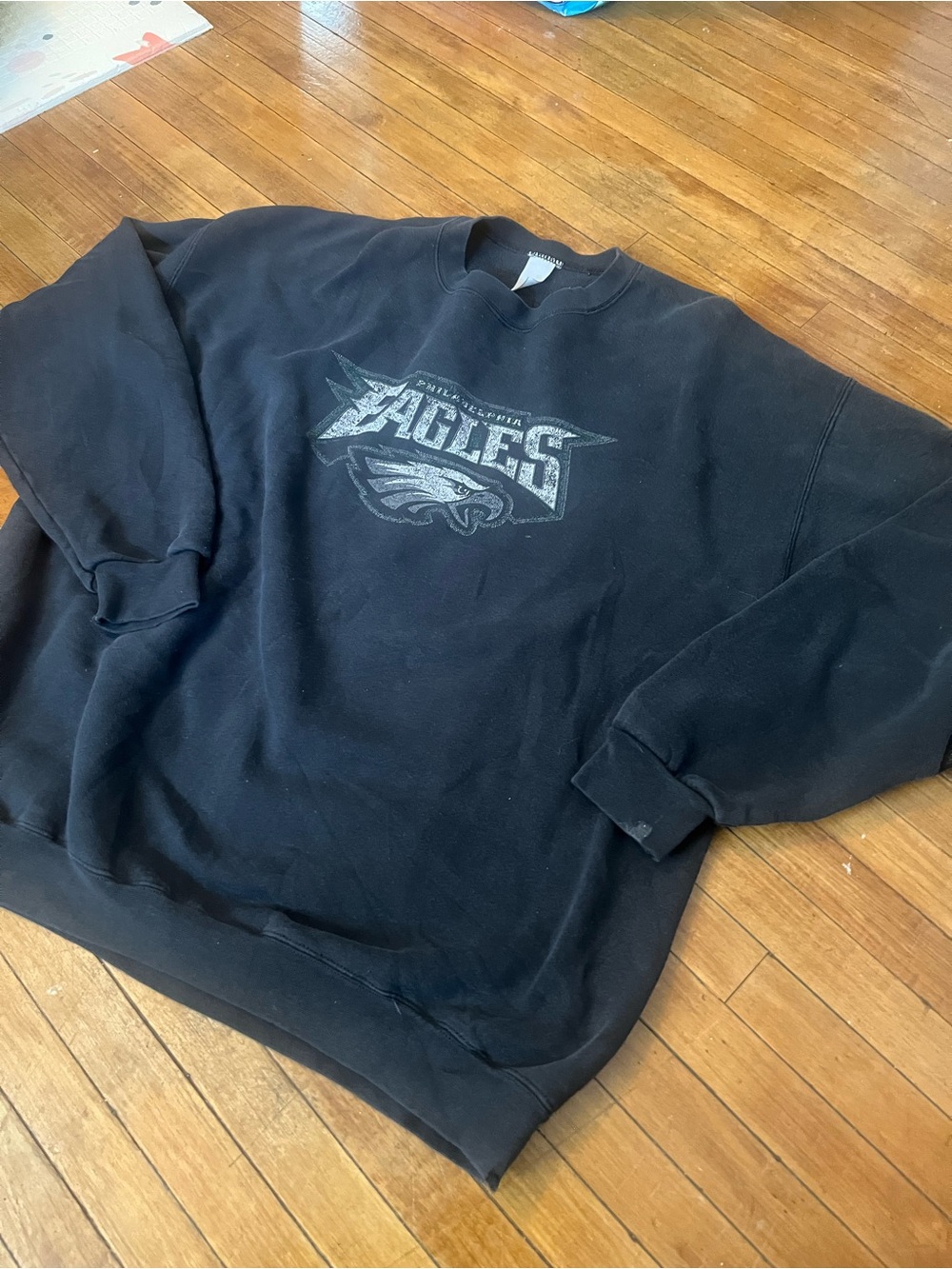 Vintage Philadelphia Eagles Sweatshirt Crewneck Faded Black Logo 7